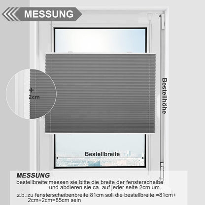 Premium Plissee ohne Bohren Verdunkelung Klemmfix 80x220cm
