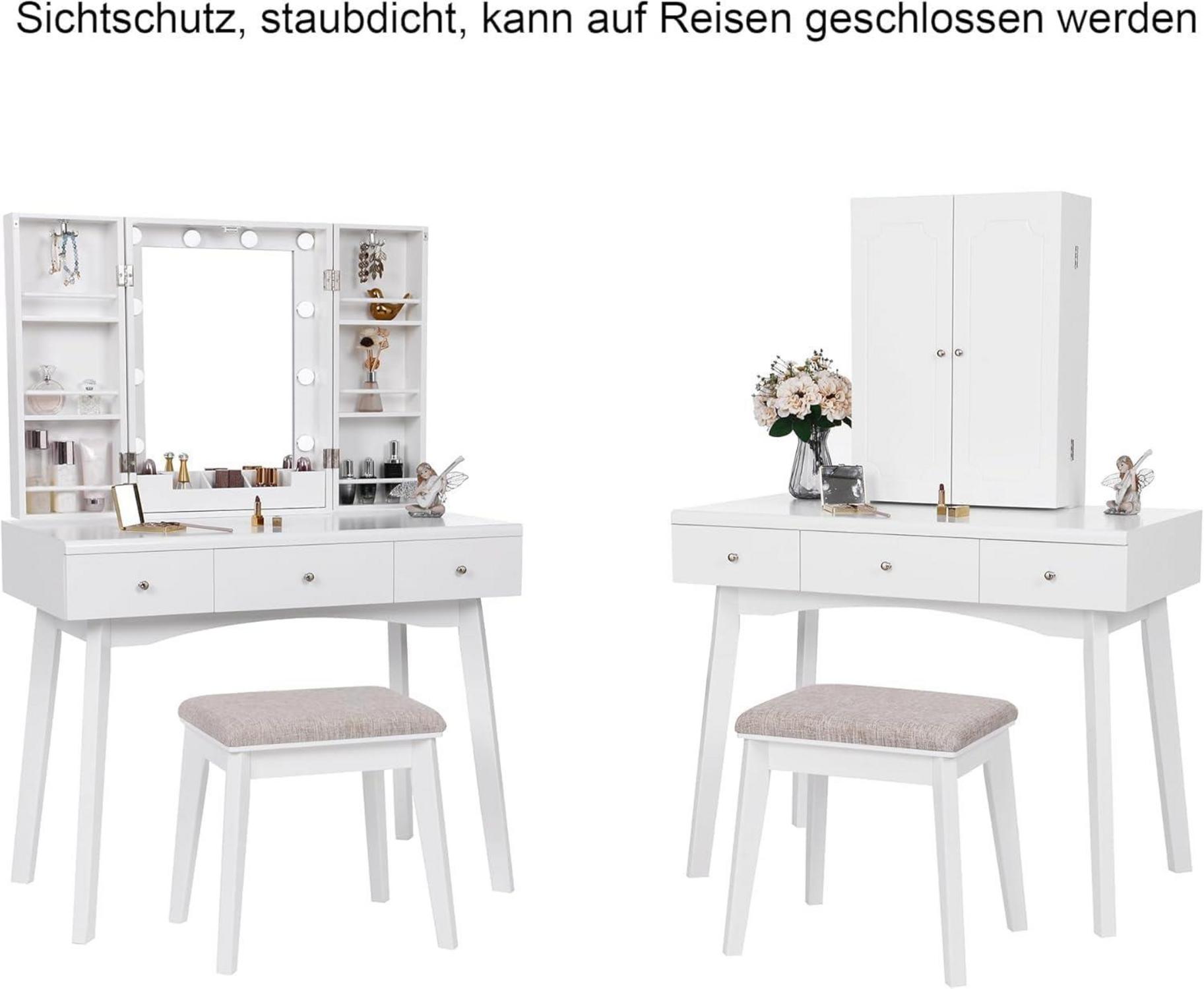 Schminktisch mit Beleuchtung LED Spiegel Schubladen
