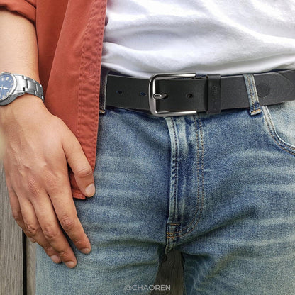 Herren Ledergürtel Schwarz 35mm für Jeans - Weiches Leder