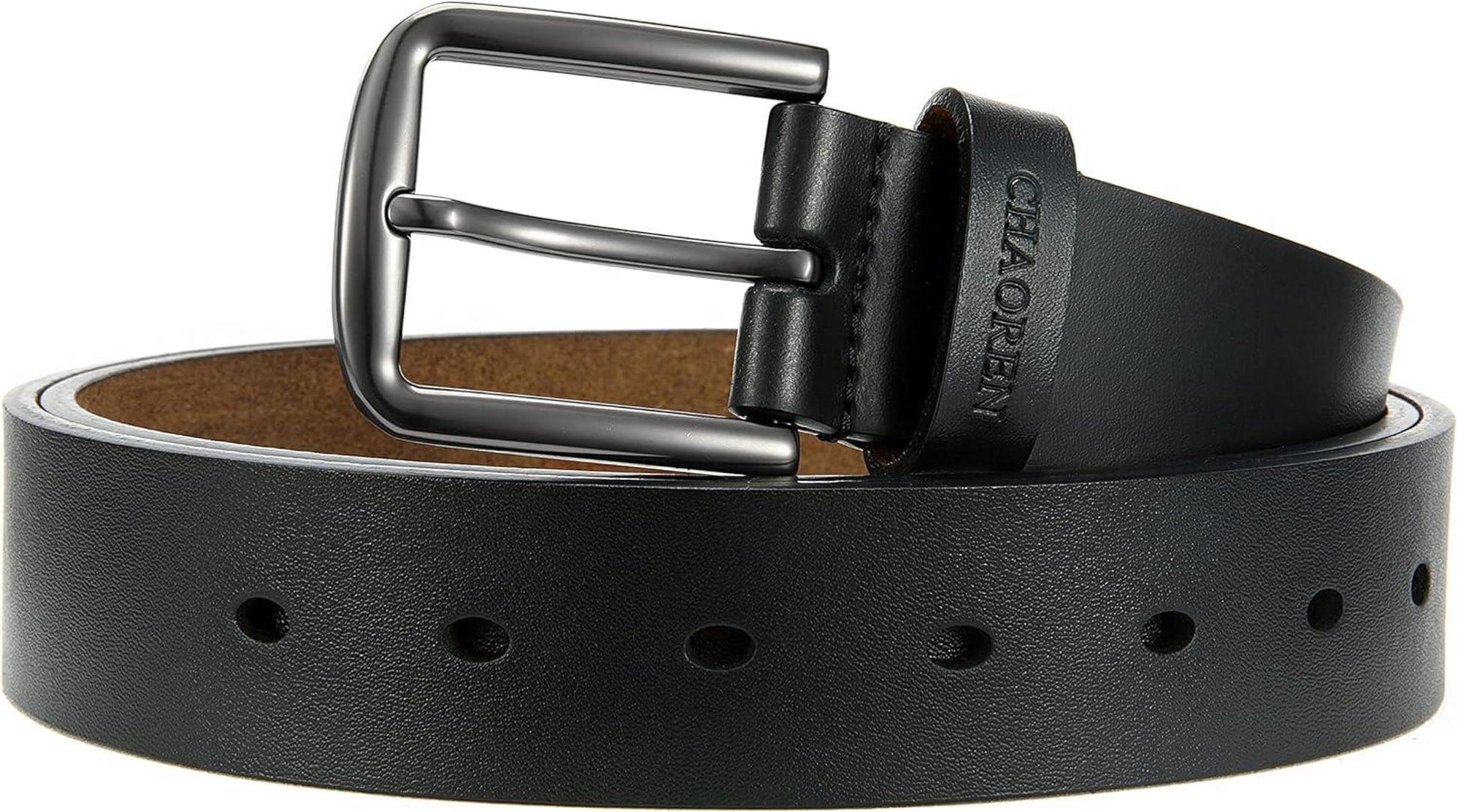 CHAOREN Herren Ledergürtel Schwarz 35mm Leder 100cm - Geschenkverpackung