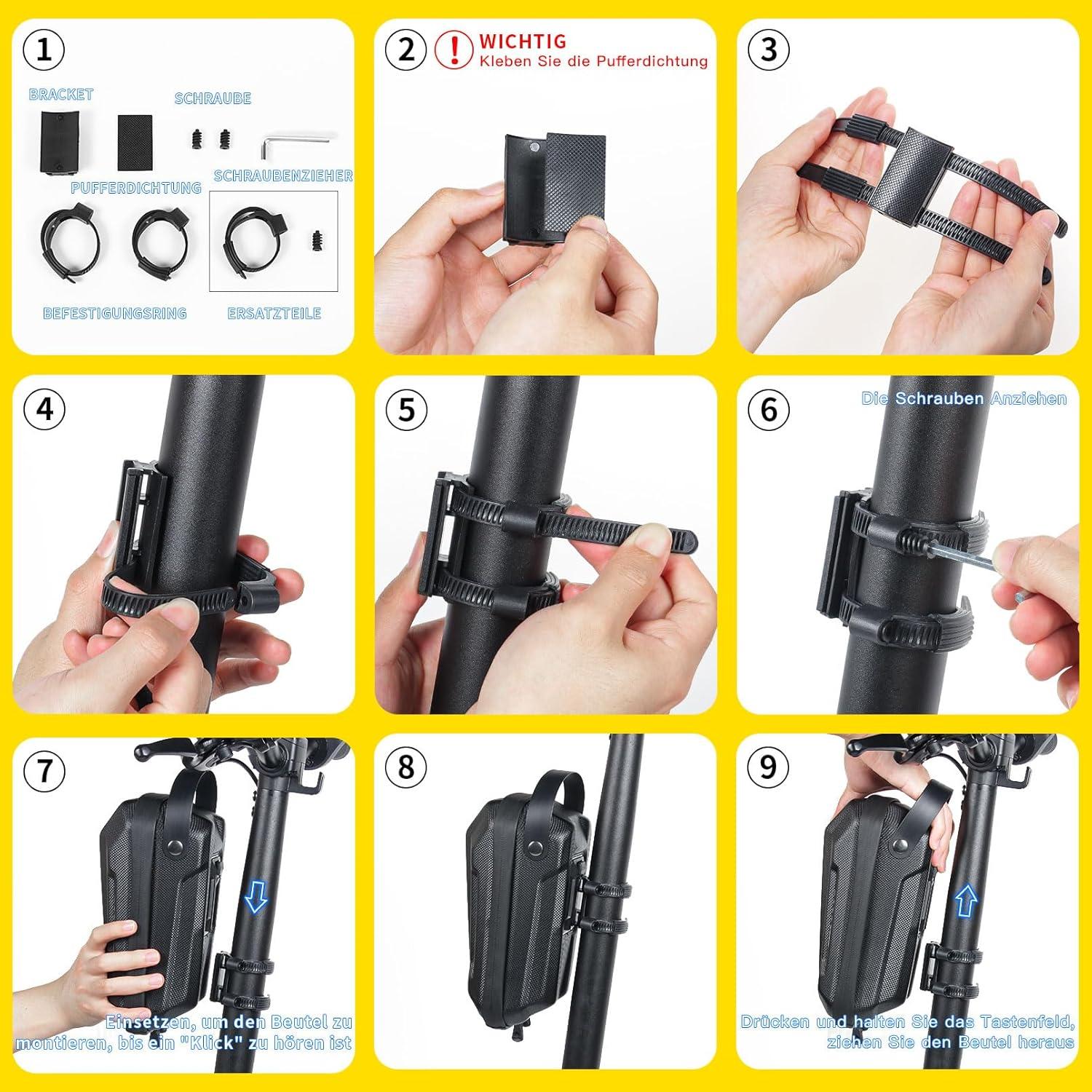 CHICLEW Große Roller Lenkertasche wasserdicht 2L Xiaomi M365 Ninebot E