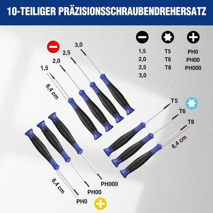 Mini Schraubendreher Set 10tlg. Präzisions PH/SL/Torx