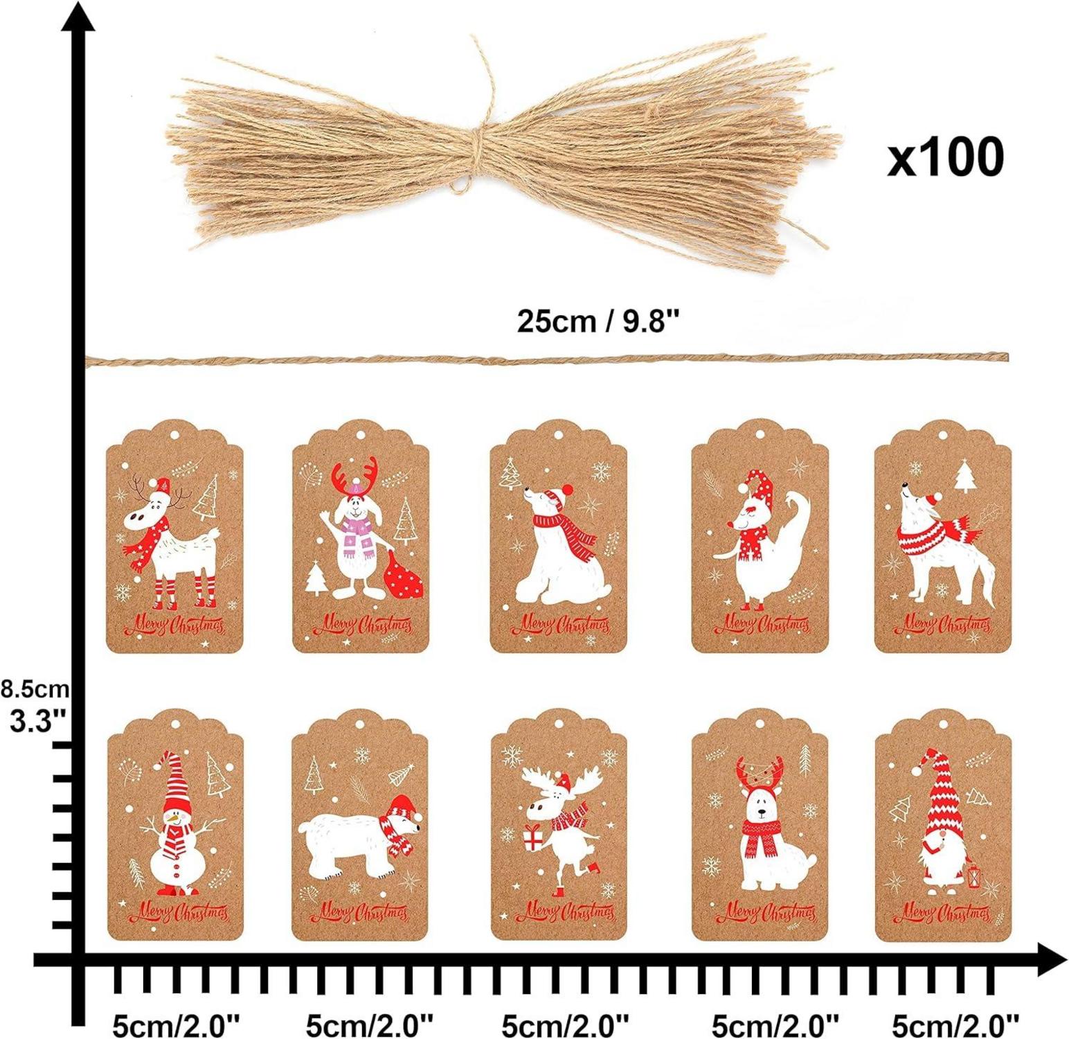 Weihnachts Geschenkanhänger Kraftpapier 100 Stück Personality Design