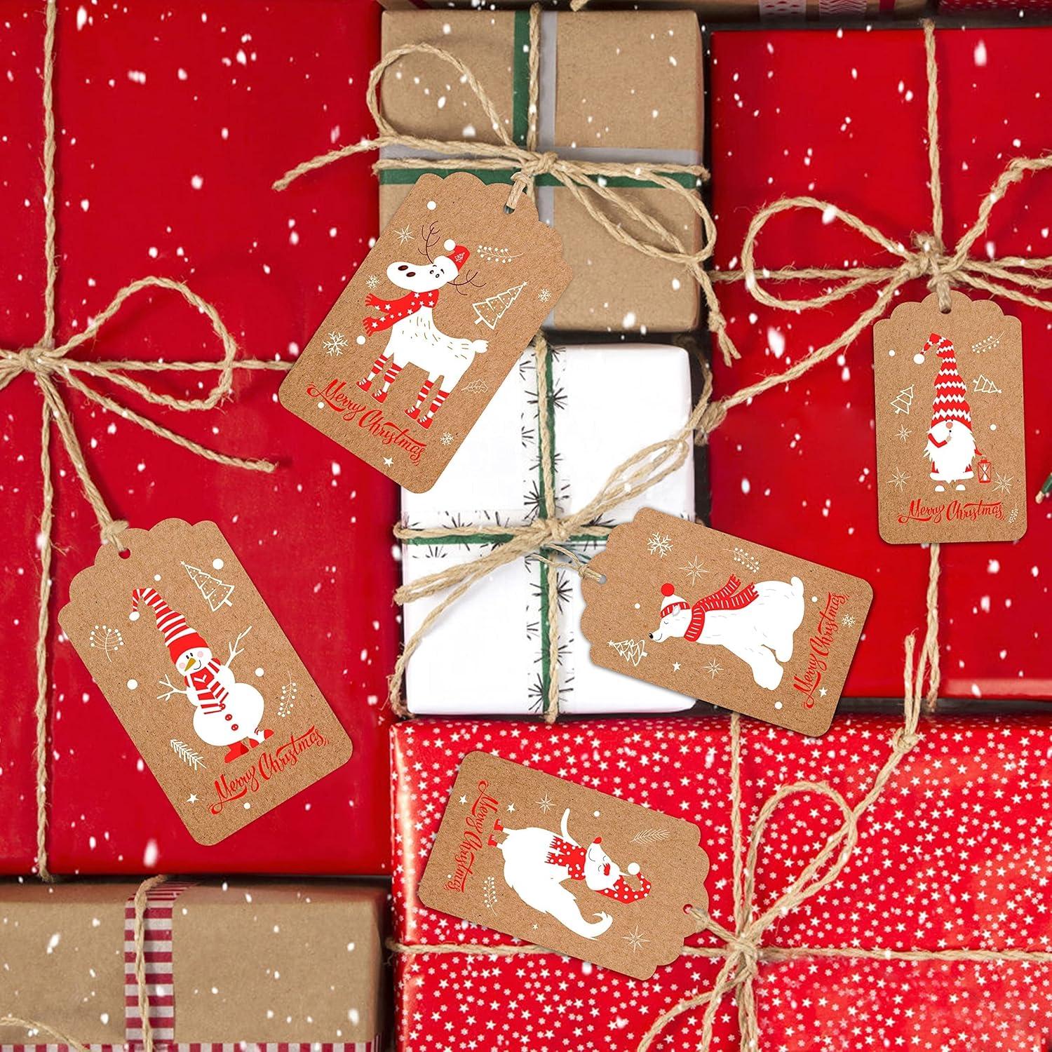 100x YiWeel Weihnachts Geschenkanhänger Kraftpapier Beschriftbar Braun