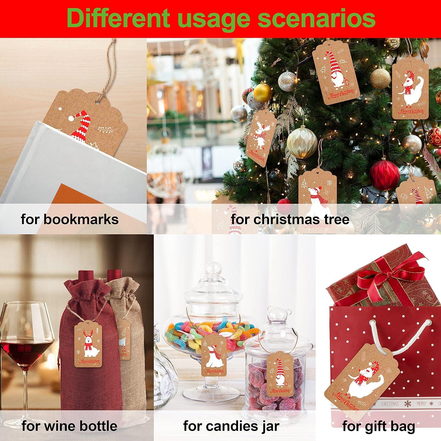 100x YiWeel Weihnachts Geschenkanhänger Kraftpapier Beschriftbar Braun