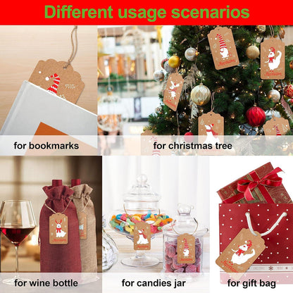 100x YiWeel Weihnachts Geschenkanhänger Kraftpapier Beschriftbar Braun
