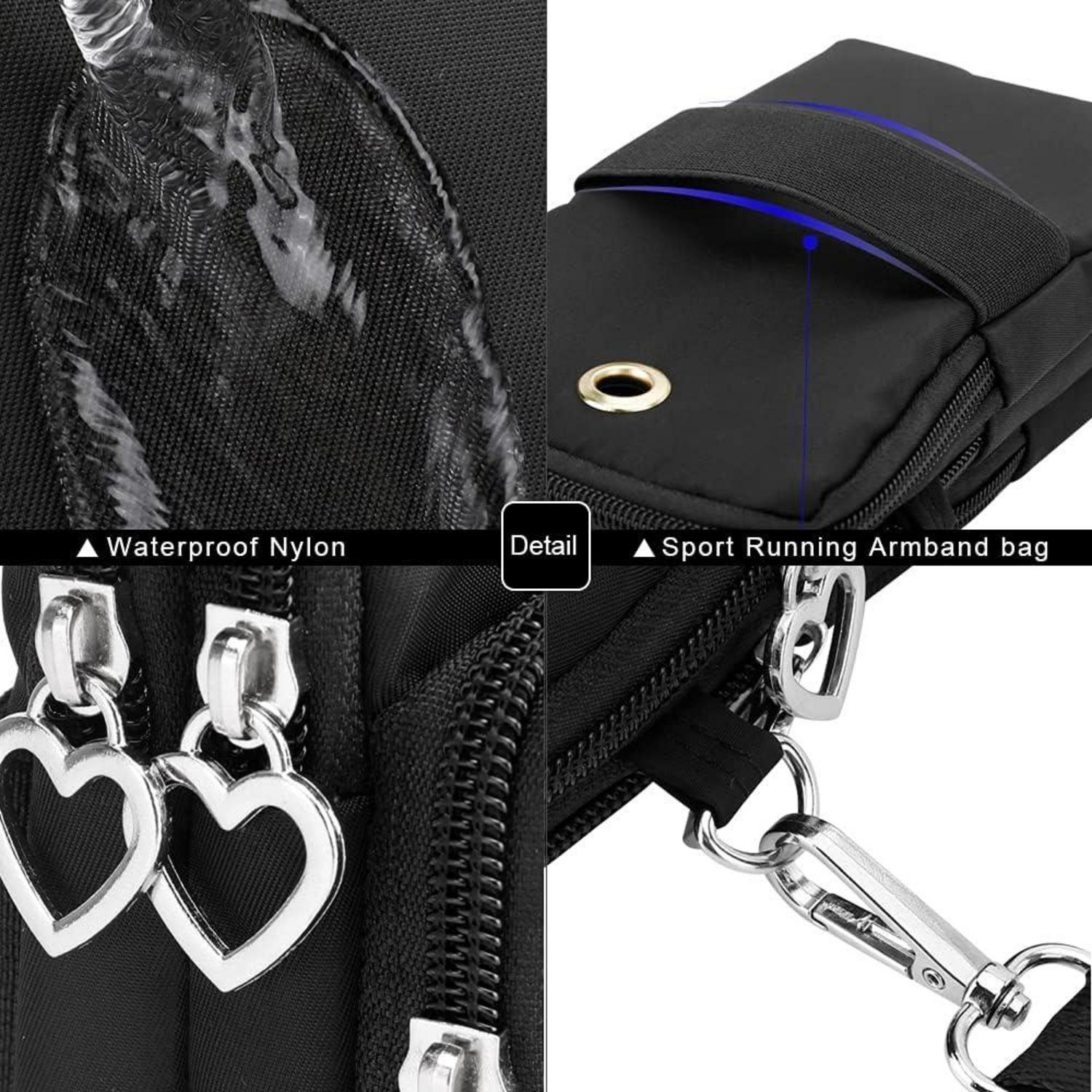 Handytasche Umhängen Damen Nylon Schultertasche Kopfhörer Eingang 6.7 Zoll
