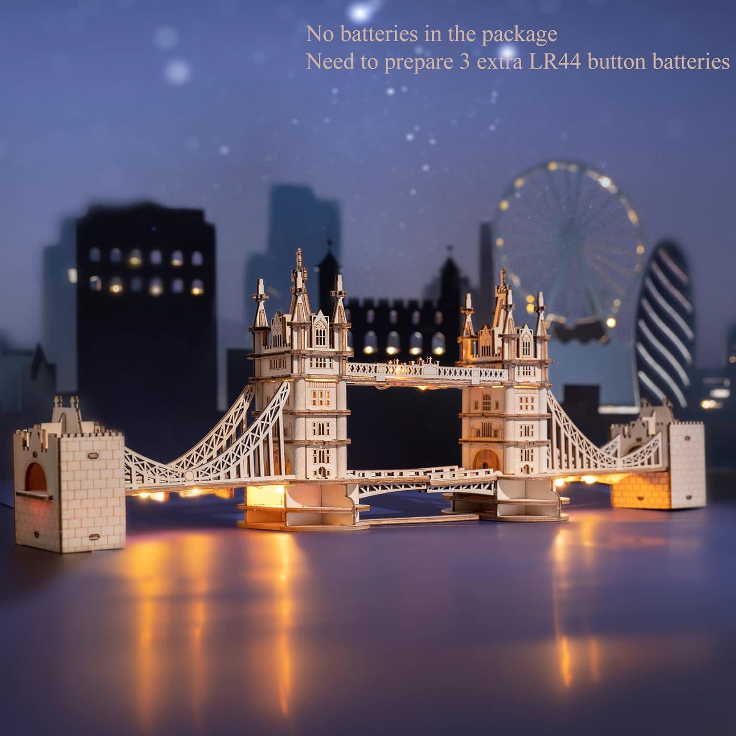 3D Holzpuzzle Modellbau Erwachsene DIY Bausatz Tower Bridge 113 Teile