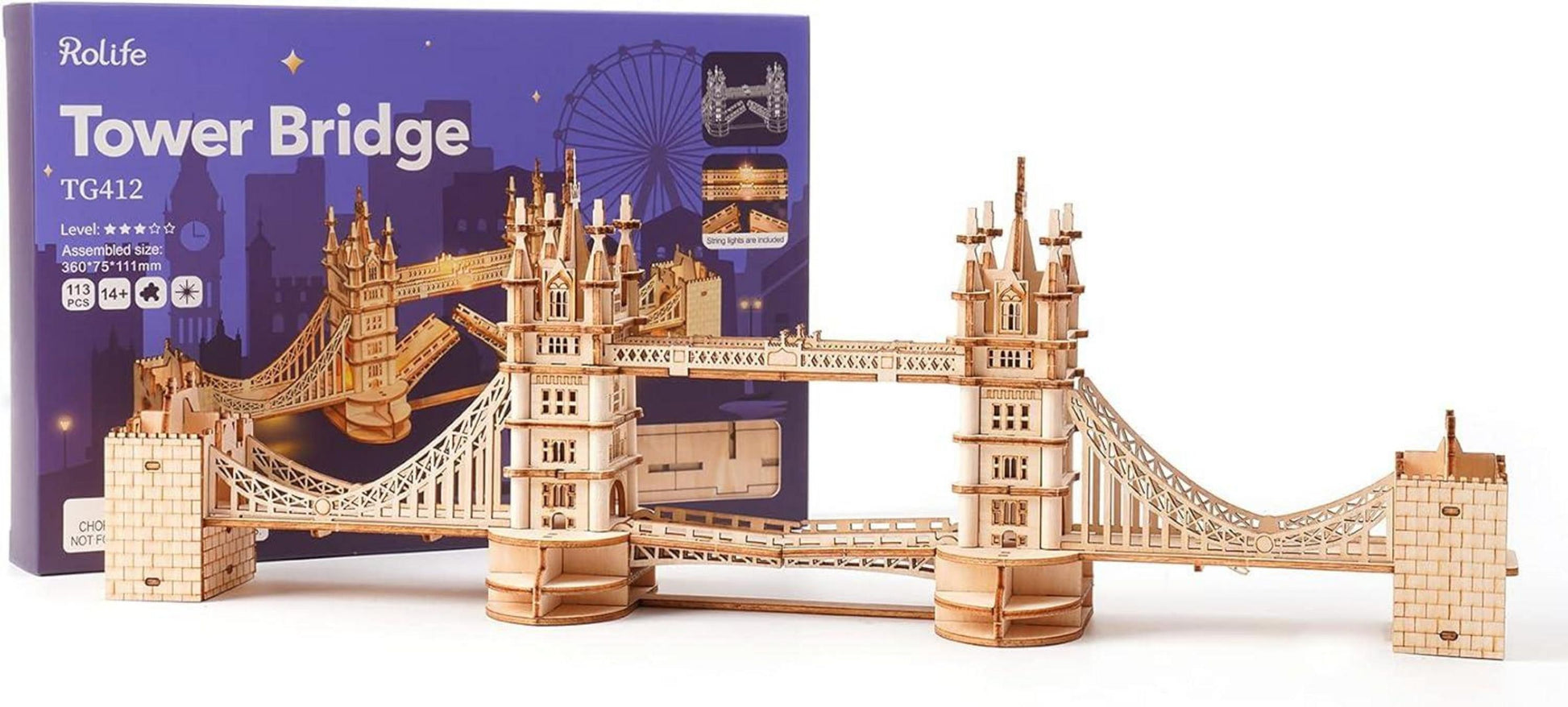 Holzbausatz 3D Tower Bridge Modellbau Erwachsene 113 Teile DIY
