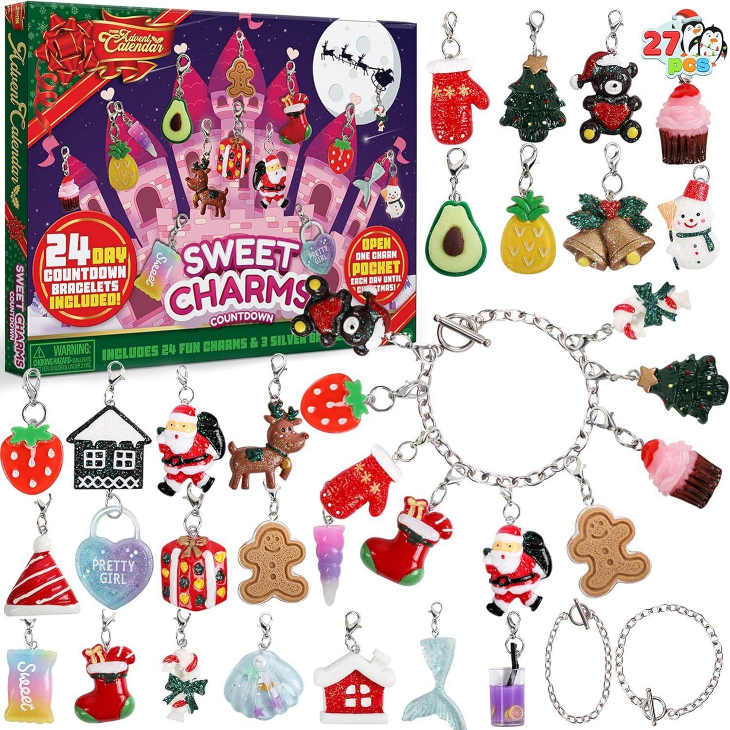 Adventskalender mit 24 Anhängern & 3 Armbändern, Bastelset