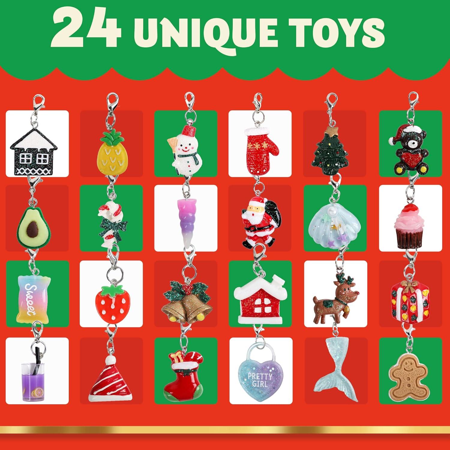 24-Tage-Weihnachts-Adventskalender mit 24 Anhängern und 3