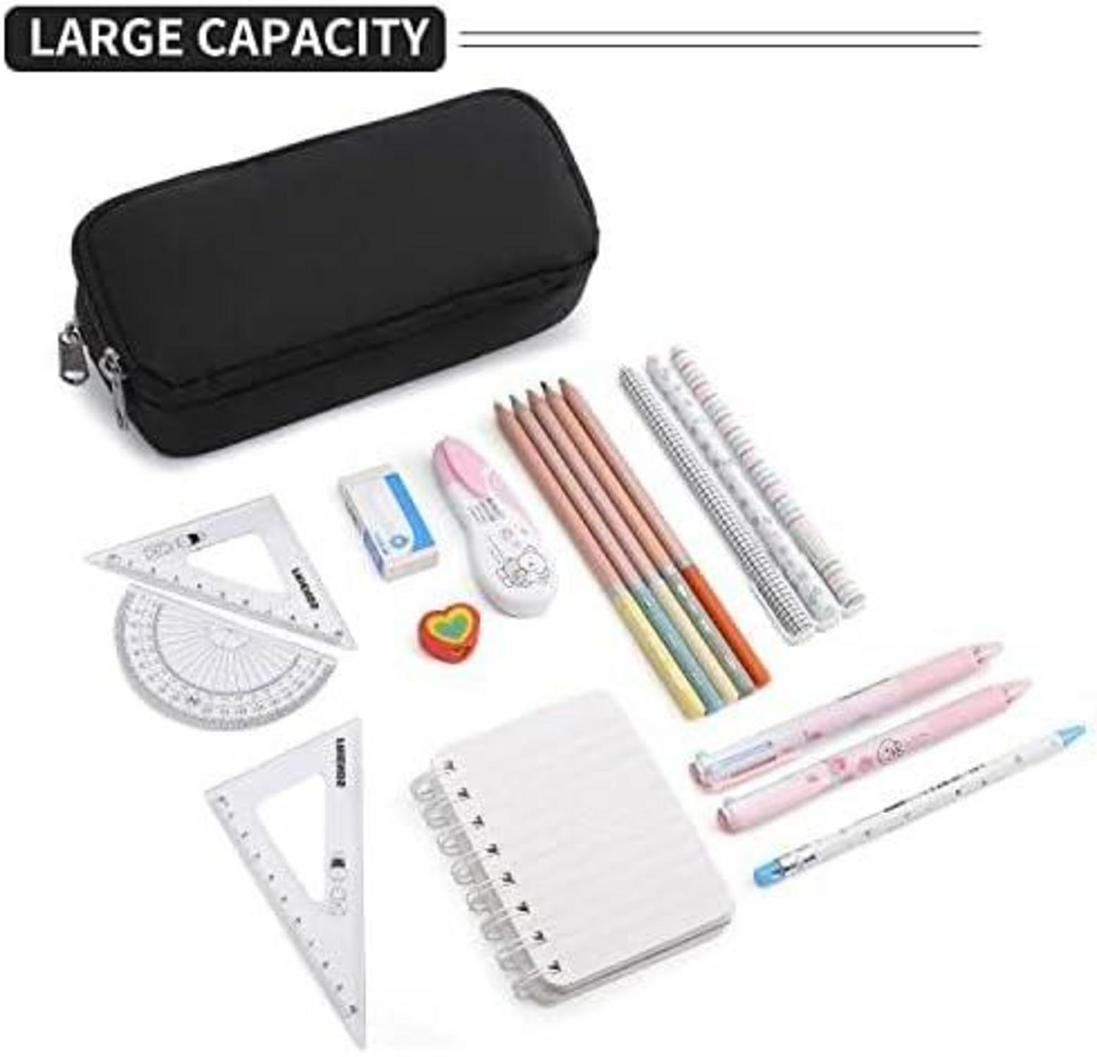 Federmäppchen Große Kapazität Schwarz Stifthalter 2 Fächer Organizer