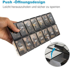 Tablettenbox 7 Tage XL Groß Medikamenten-Organizer Schwarz