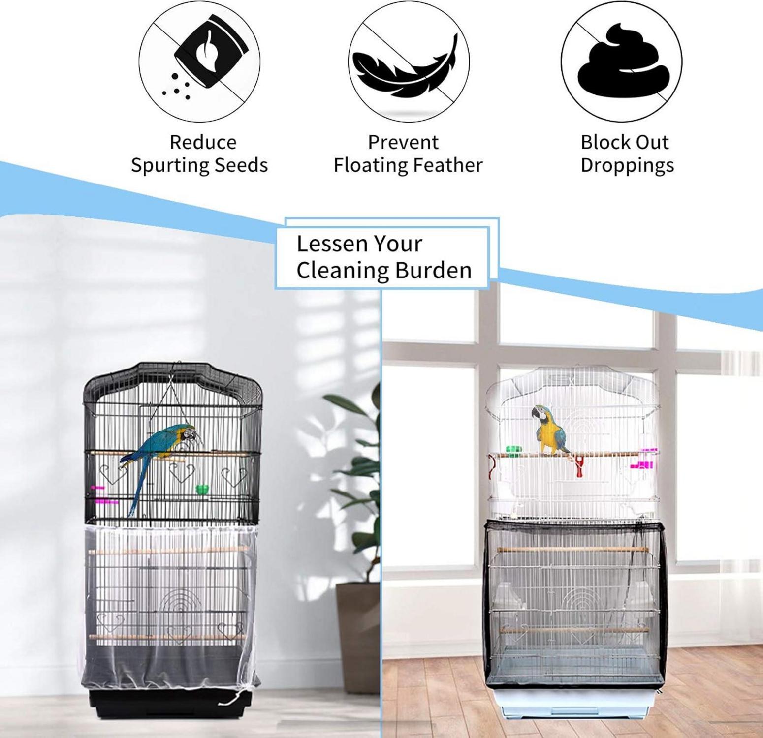 2er Pack Vogelkäfig Abdeckung Samenfänger Schwarz Weiß 78,7