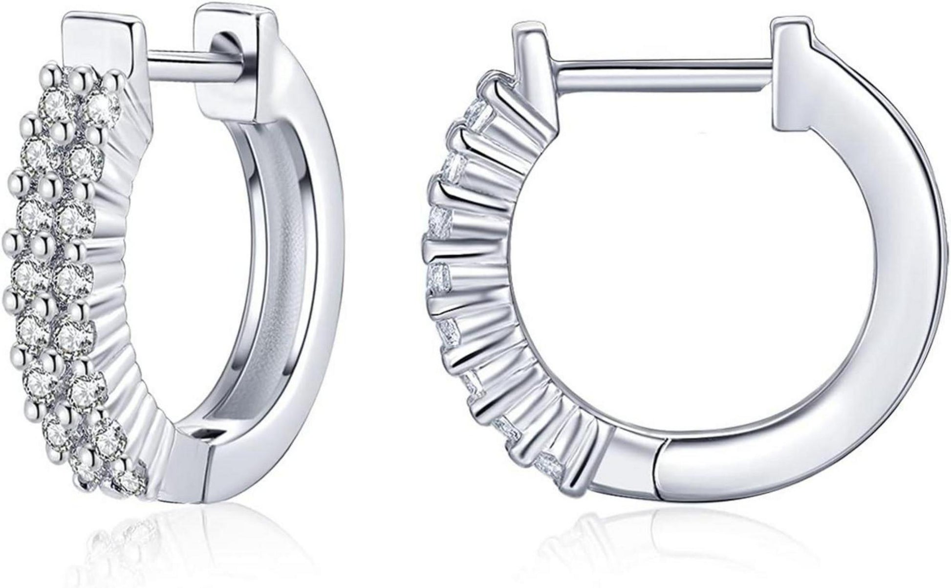 Creolen Ohrringe Silber 925 Sterling Zirkonia Weißgold 15mm