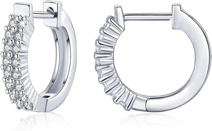 Creolen Ohrringe Silber 925 Sterling Zirkonia Weißgold 15mm
