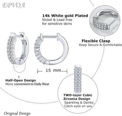 EPVOA Creolen Silber 925 Sterling Zirkonia Ohrringe Set