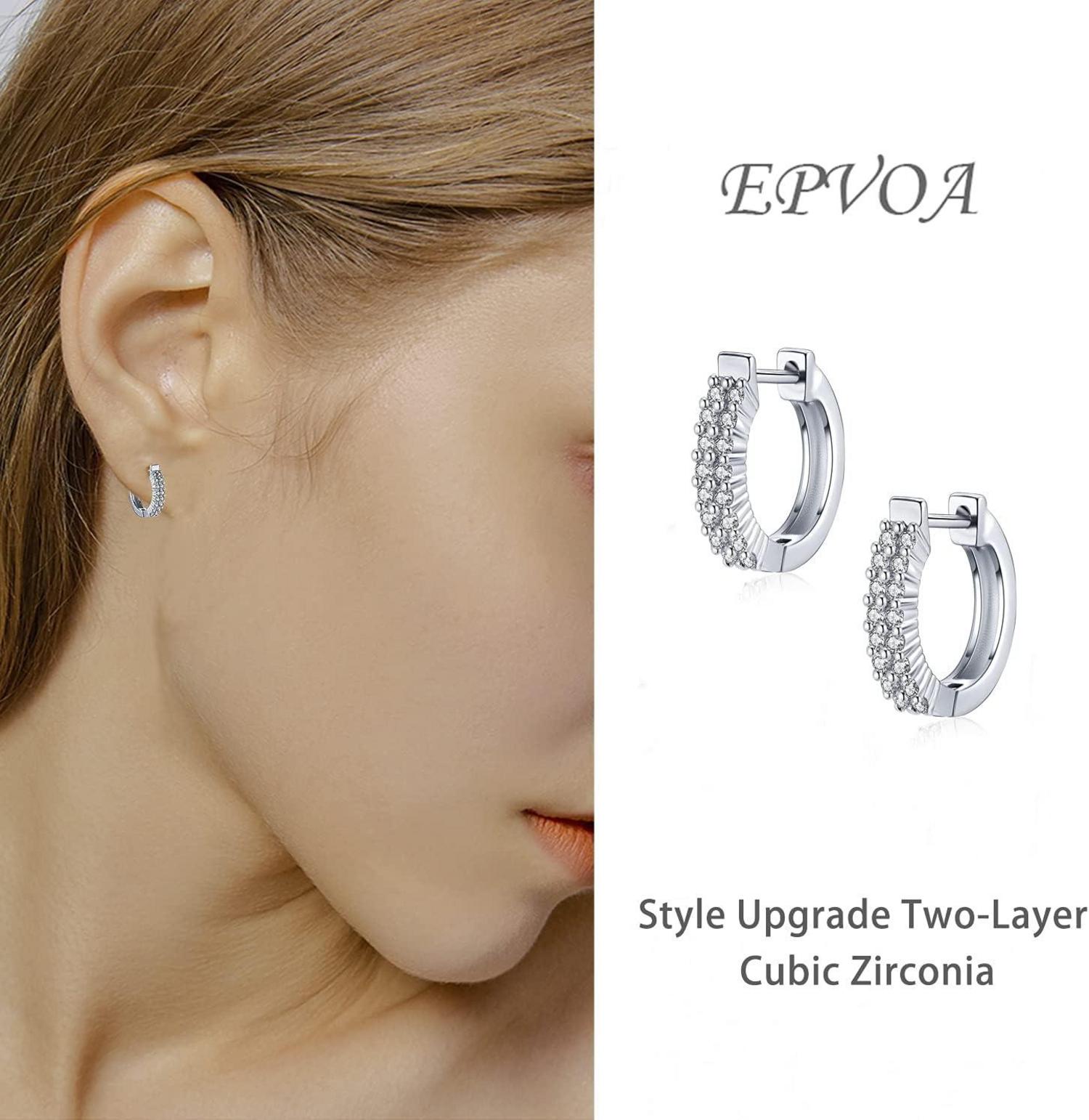 Creolen Ohrringe Silber 925 Sterling Zirkonia Weißgold 15mm