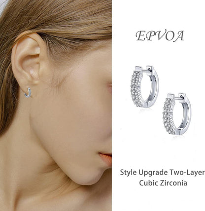 Creolen Ohrringe Silber 925 Sterling Zirkonia Weißgold 15mm