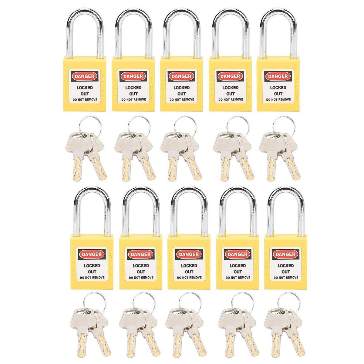 Lockout-Schloss 38mm – 10er Set für Industriesicherheit (Gelb)