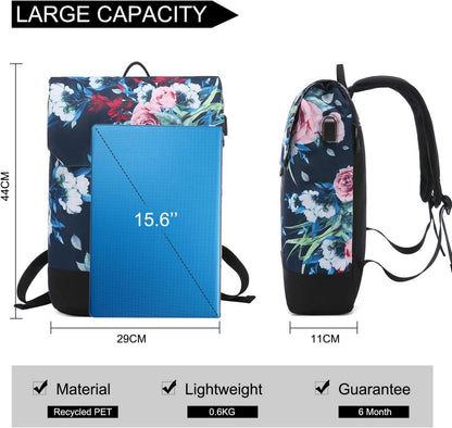 Damen Rucksack Elegant mit Laptopfach 15,6 Zoll, Wasserdicht