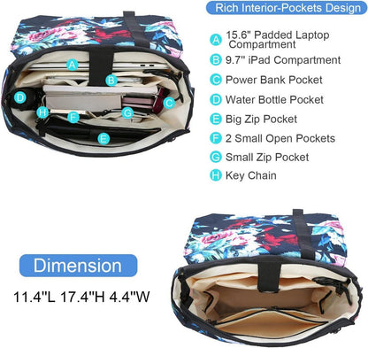 Eleganter Damenrucksack mit Laptopfach 15,6 Zoll & Anti Diebstahl