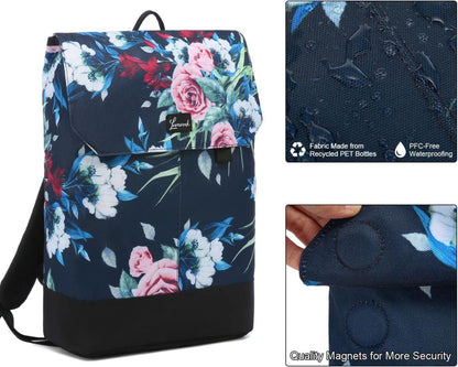 Damen Rucksack Elegant Daypack Laptopfach 15,6 Zoll Wasserdicht Blau