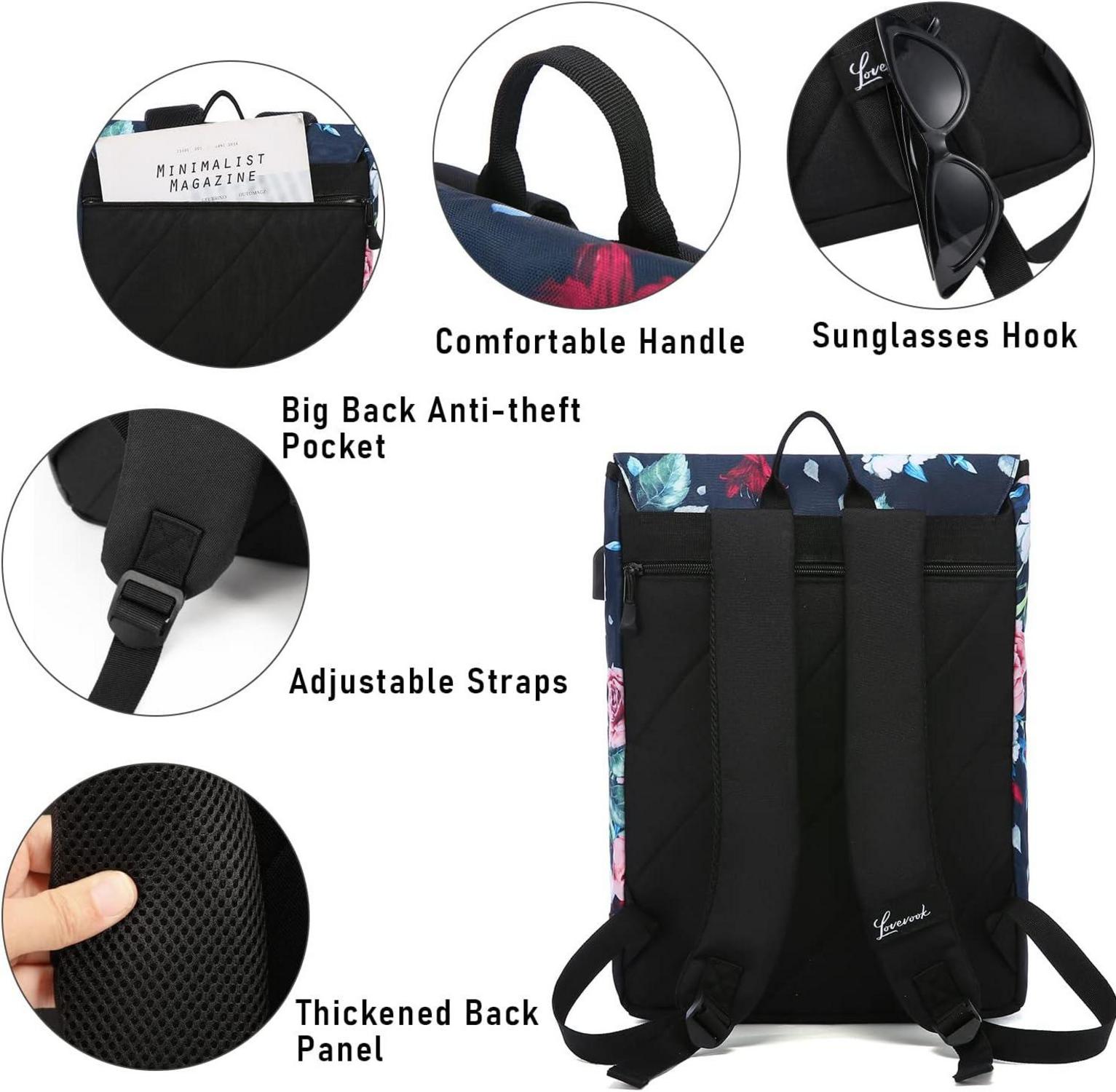 Damen Rucksack Daypack Wasserdicht mit Laptopfach 15.6 Zoll Blau