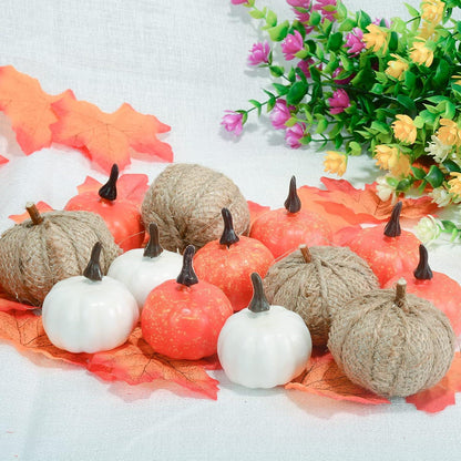 Künstliches Kürbis-Dekorations-Set für Herbstgirlande, Halloween, Thanksgiving, Tisch, Party-Deko