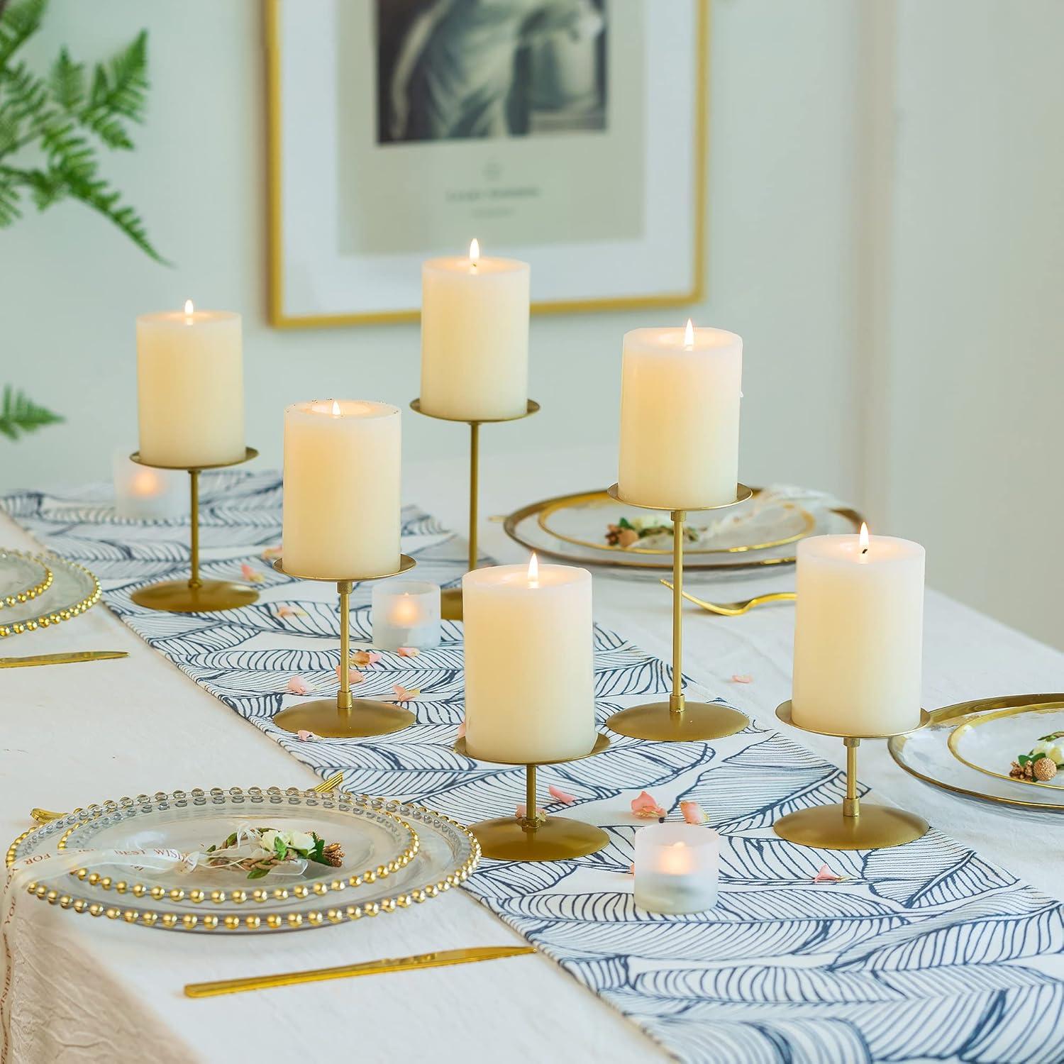 Metall Kerzenständer Set Gold für Stumpenkerzen 6er Vintage Modern Weihnachten Hochzeit