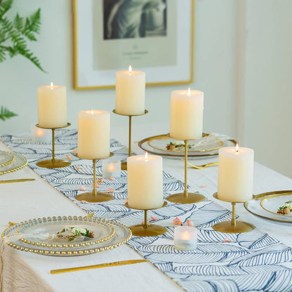 Metall Kerzenständer Set Gold für Stumpenkerzen 6er Vintage Modern Weihnachten Hochzeit