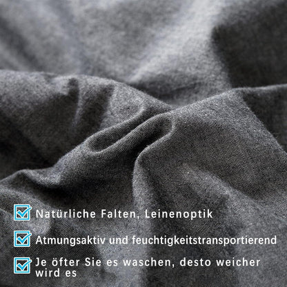 2er Set Kissenbezug 40x40 cm Dunkelgrau - Gewaschene