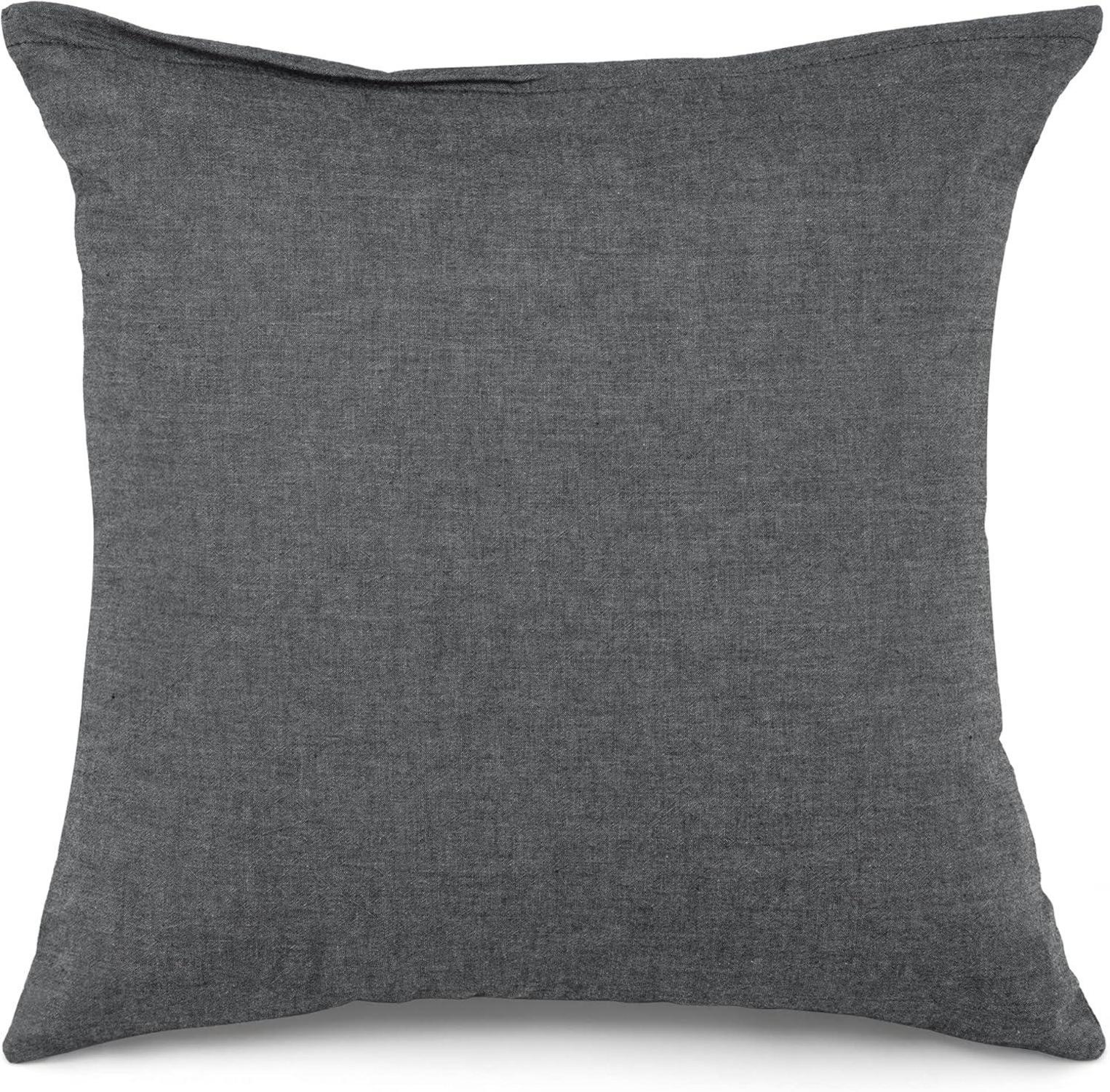 2er Set Kissenbezug 40x40cm - 100% Baumwolle Dunkelgrau mit