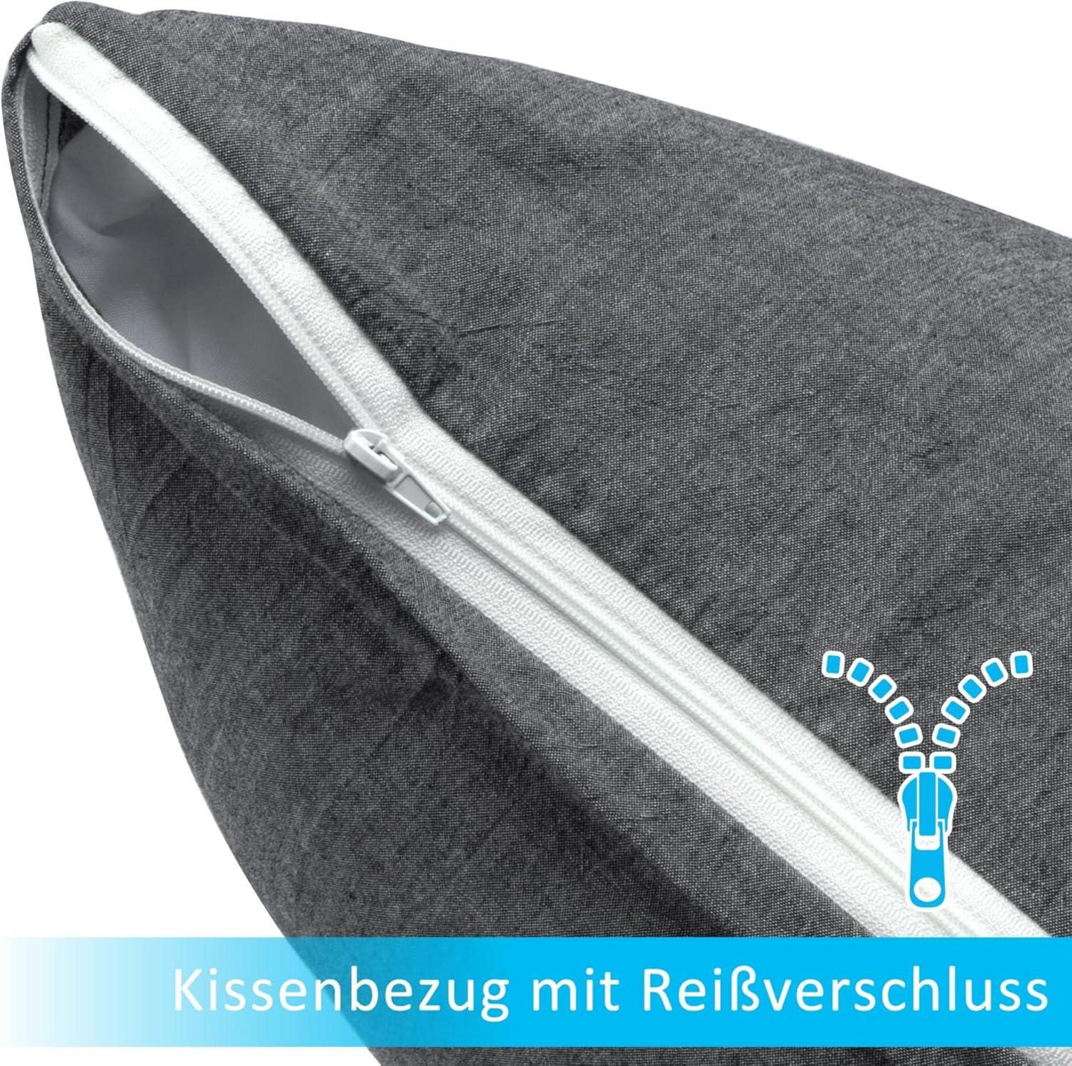 2er Set Kissenbezug 40x40 cm Gewaschene Baumwolle Dunkelgrau