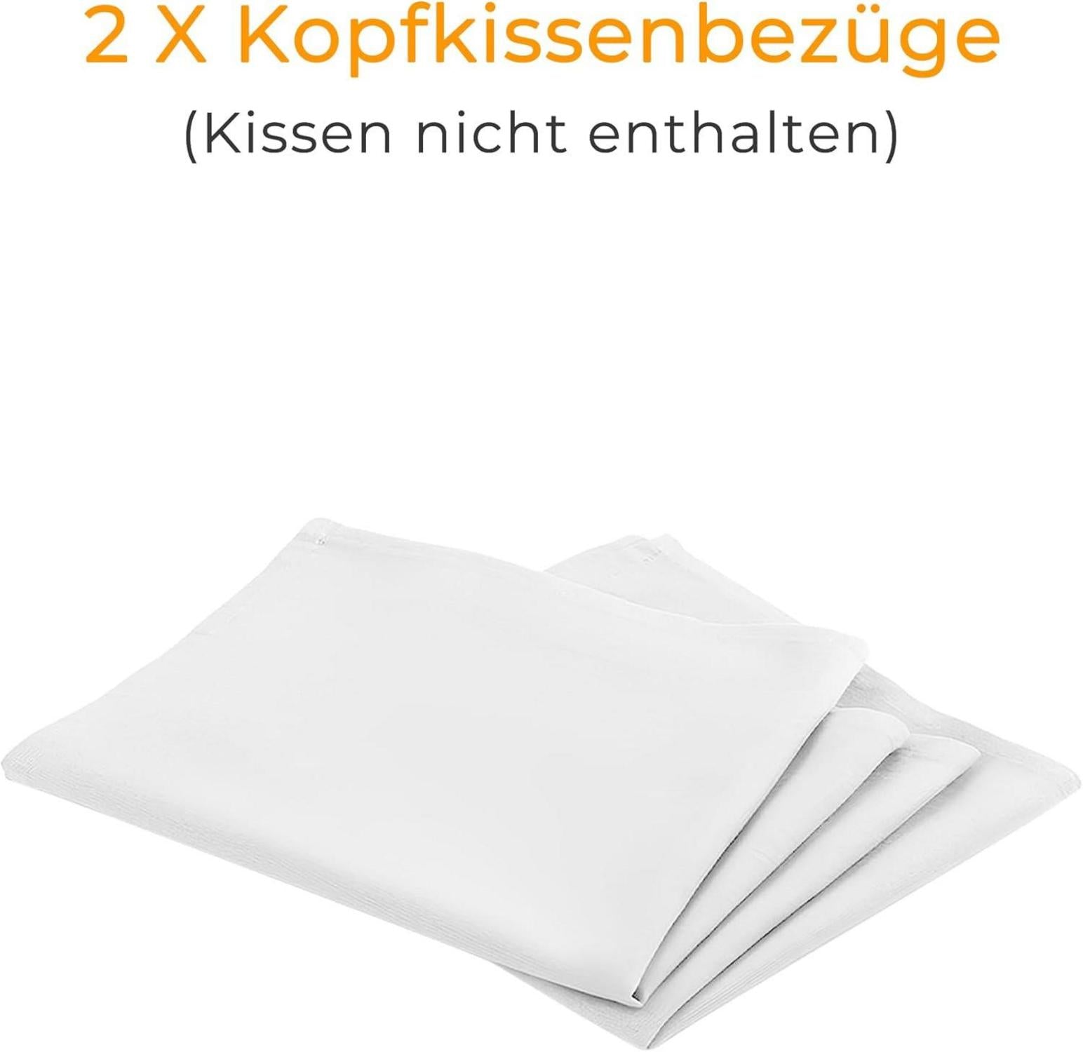Kissenbezug 2er Set 40x80 cm Weiß Baumwolle Leinen-Optik