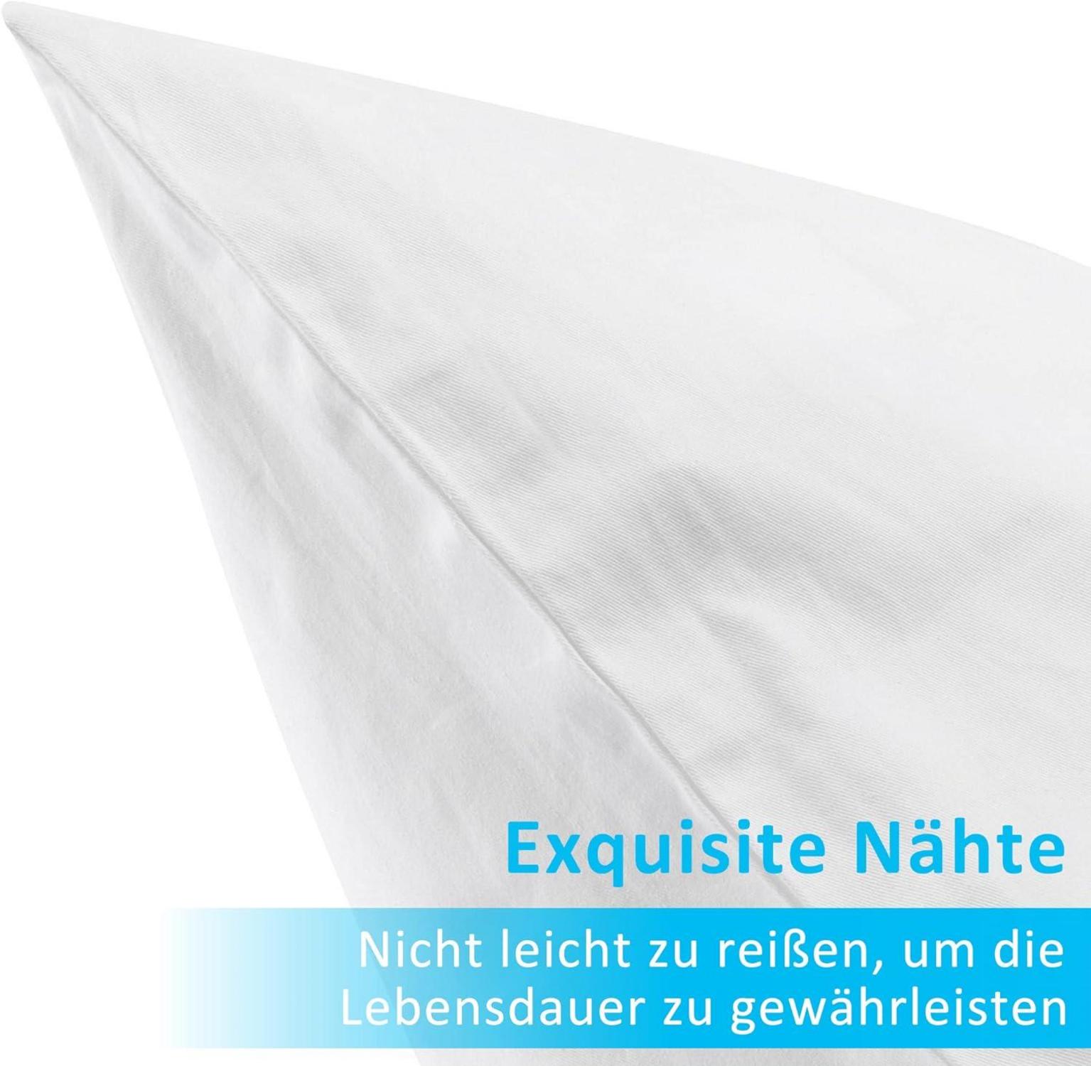 2er Set Kissenbezug 40x80 cm Weiß Baumwolle Leinen-Optik