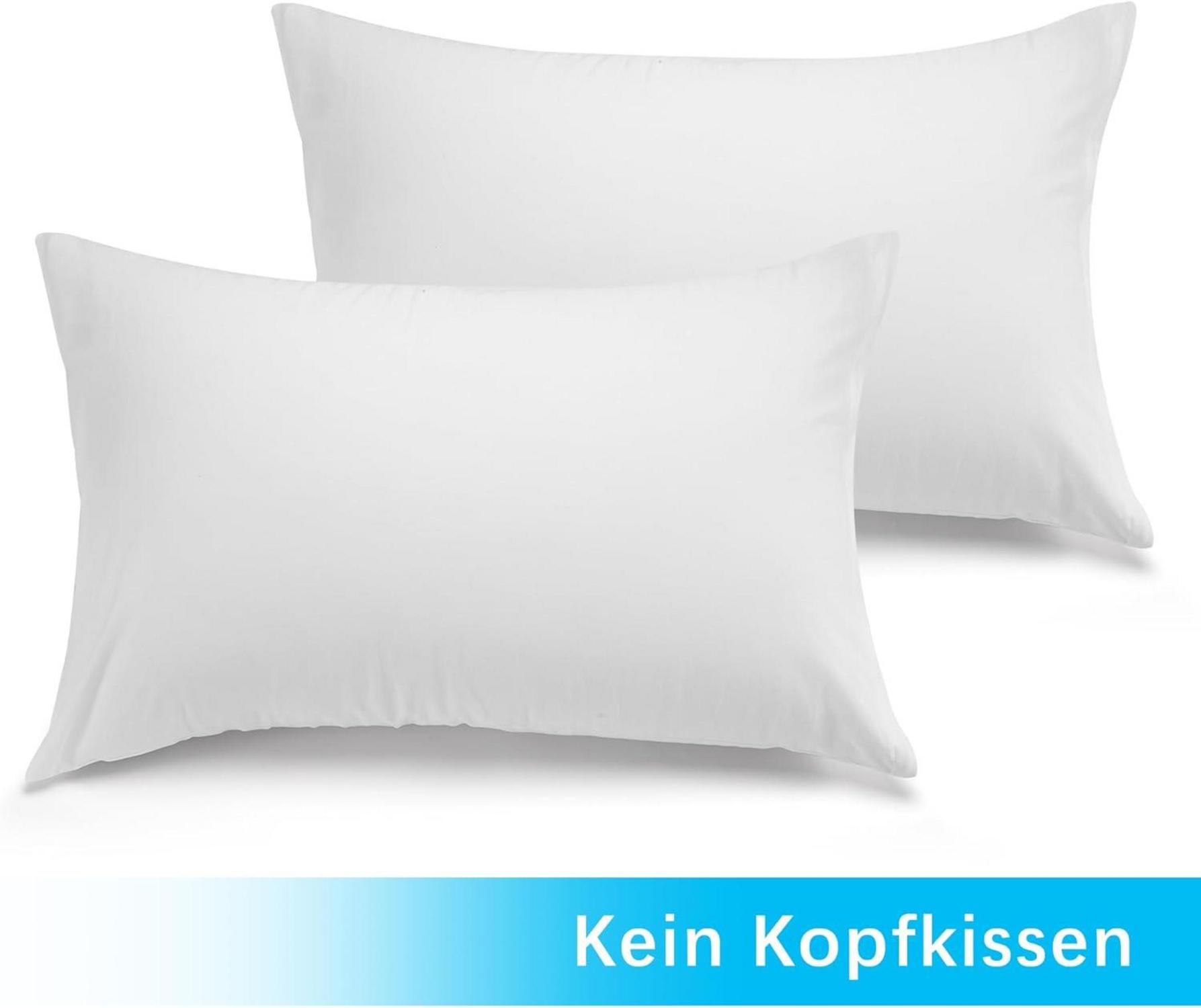 ATsense 2er Set Kissenbezug 40x80 cm 100% Baumwolle Weiß mit Reißverschluss
