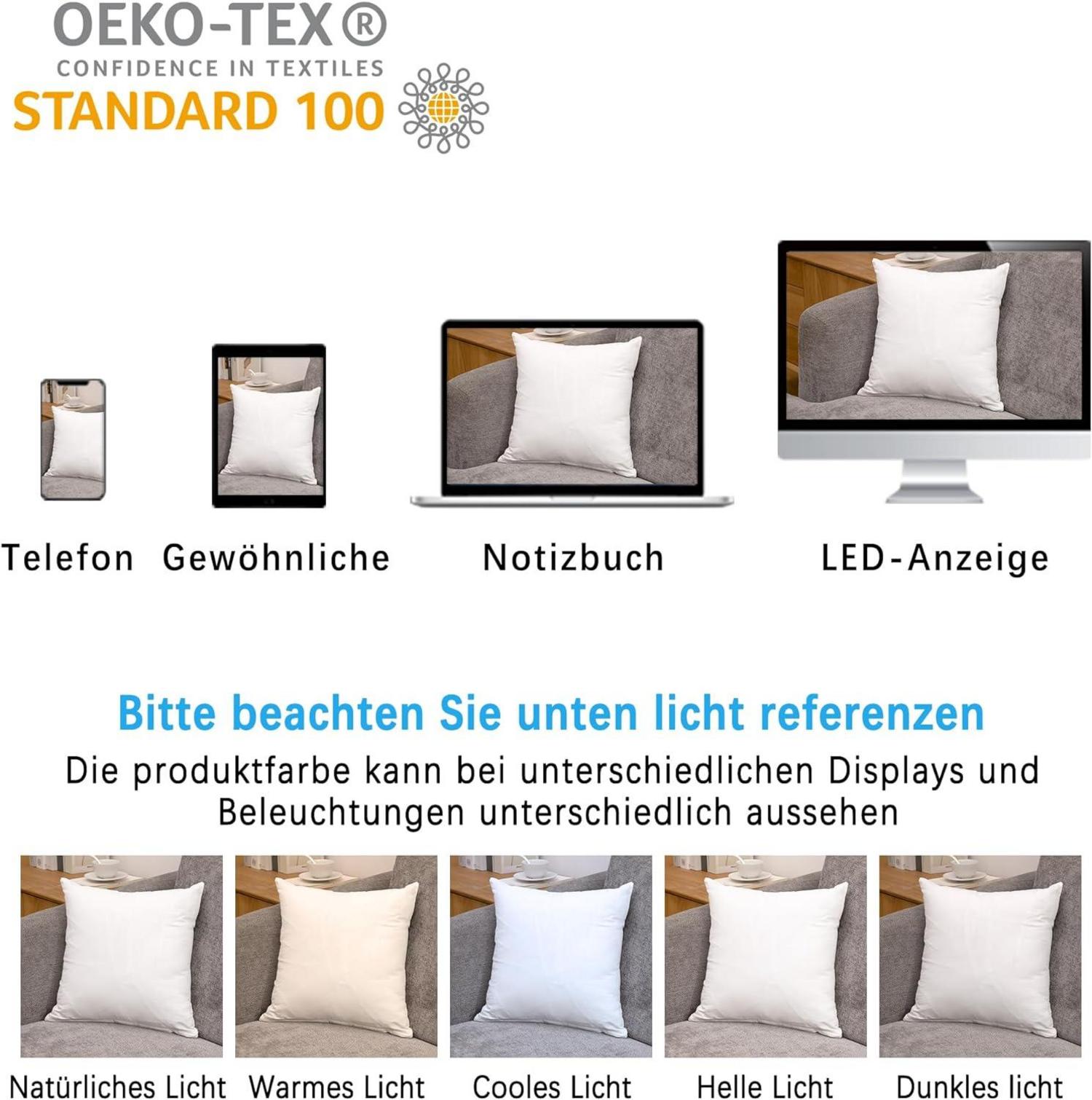 Kissenbezug 2er Set 80x80 cm Gewaschene Baumwolle Weiß Reißverschluss