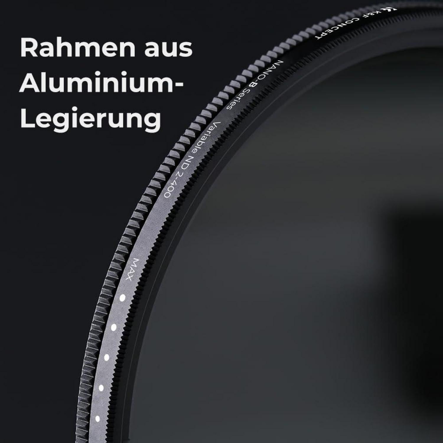 B-Serie 55mm Variabler ND Filter ND2-ND400 1-9 Stop Slim Graufilter