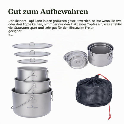 Titan Camping Kochset 1.3L/1.95L/2.9L Topf mit Deckel
