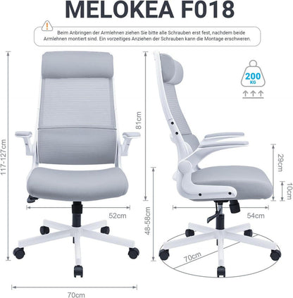 Ergonomischer Bürostuhl mit verstellbarer Kopfstütze und Wippfunktion