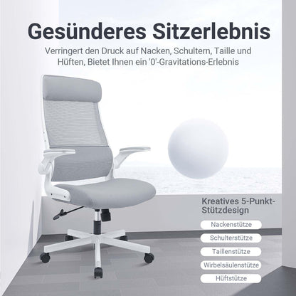 Bürostuhl Ergonomisch mit Kopfstütze, Schreibtischstuhl aus Mesh