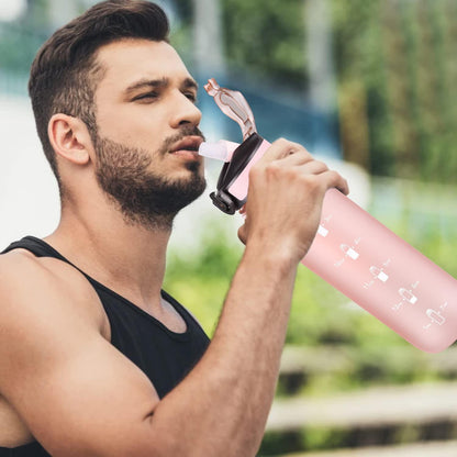 Sport-Wasserflasche 1 Liter mit Strohhalm und