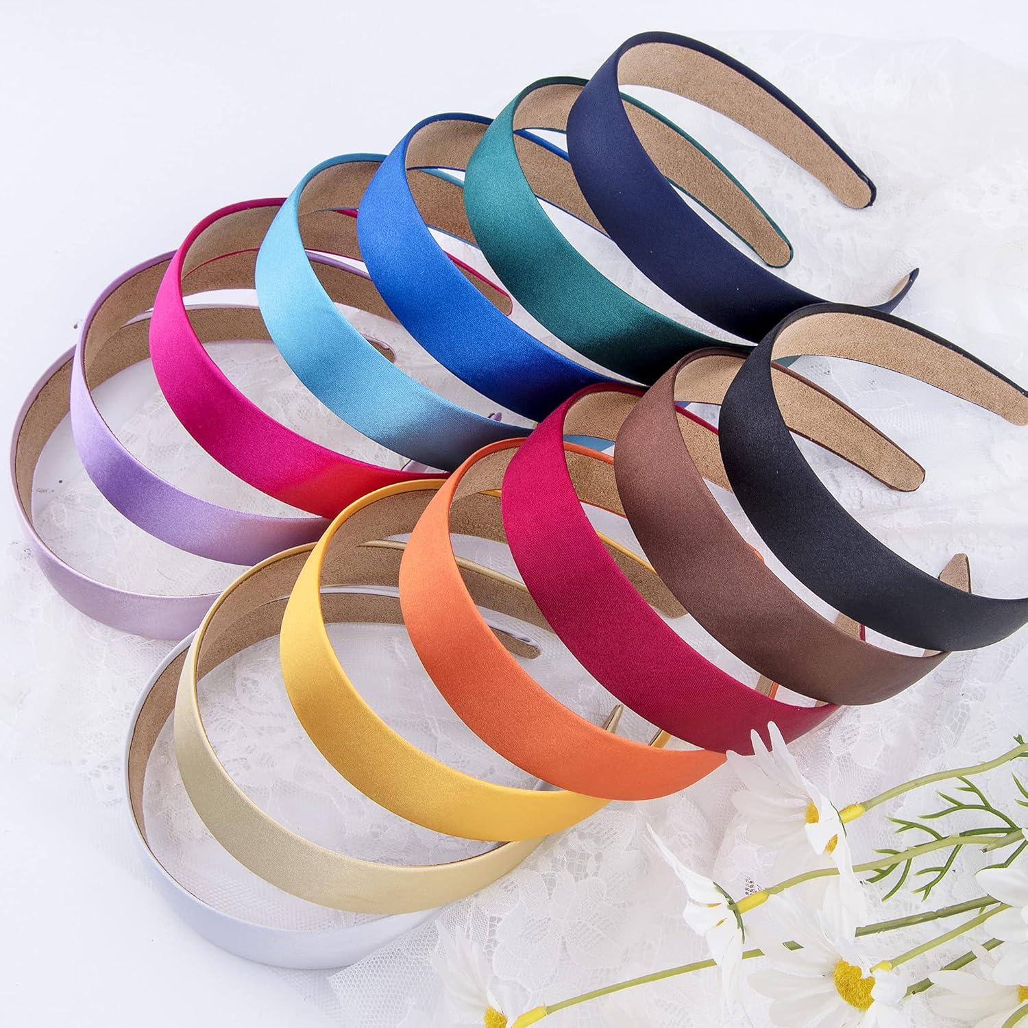 14er Satin Stirnbänder Haarreifen breit Mädchen Frauen Haarschmuck 14 Farben