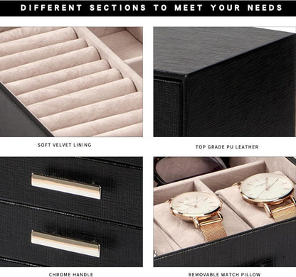 Schmuckkasten Frauen Organizer 7 Schubladen Halsketten Ohrringe Armbänder Ringe JJB007B