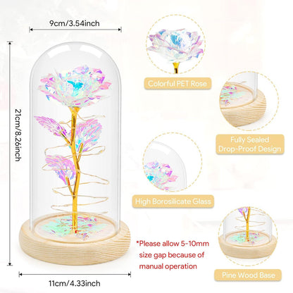 ADAZ Ewige Rose im Glas mit LED-Licht, Geschenk für Frauen