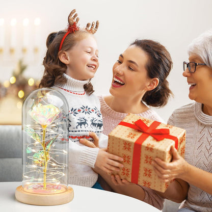 Ewige Rose im Glas mit LED-Licht, Geschenk für Frauen, Mutter, Freundin, Frau
