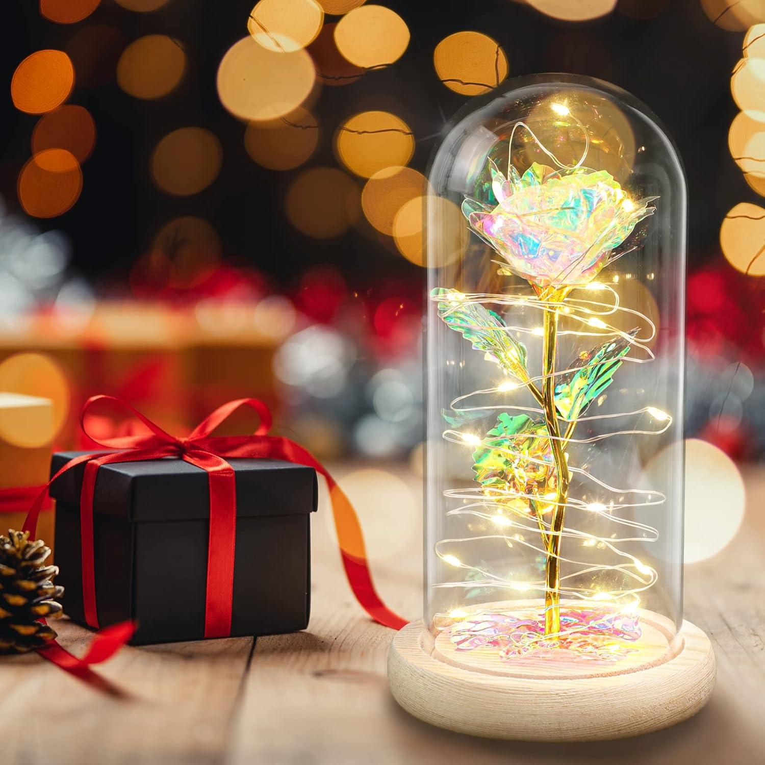 Ewige Rose im Glas mit LED-Licht, Geschenk für Frauen, Mutter, Freundin