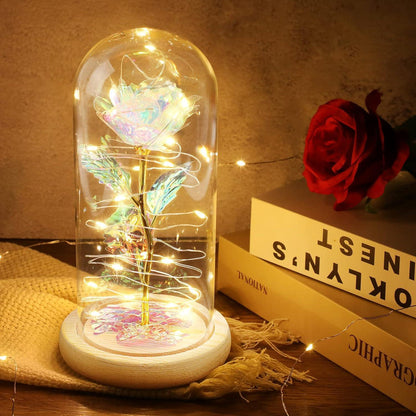 Ewige Rose im Glas mit LED-Licht, Geschenk für Frauen, Mutter, Freundin, Frau
