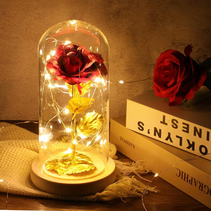 Ewige Rose im Glas mit LED-Licht für Frauen - Valentinstagsgeschenk